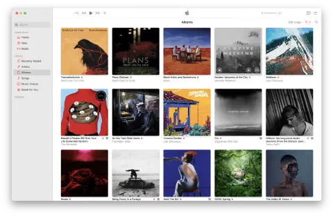 A screenshot of Apple Music showing a collection of albums.