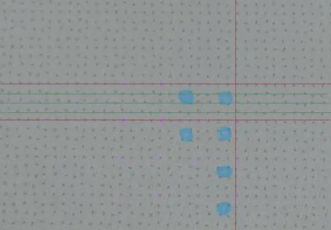 A macro shot of the surface of the page, the dots clearly visible. Lines and highlighting have been added to indicate repeating patterns.