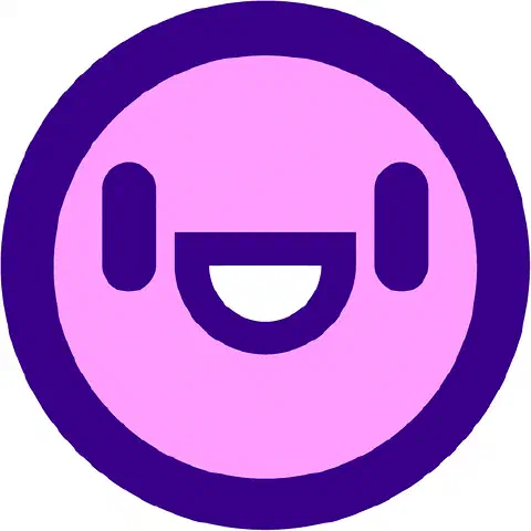 The logo of the Donut application. The icon is a filled pink circle with a thick purple outline. Inside the circle, two vertical purple strokes represent the eyes. In the centre is a mouth shaped like the letter 'D' on its side. The mouth is filled white.