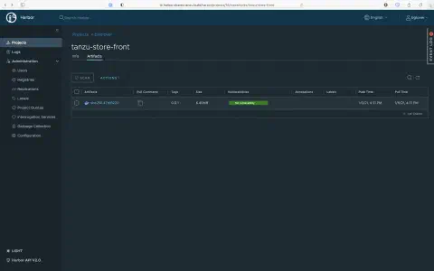 A screenshot of the 'Replicated Repository' screen in the Harbor UI. In this screenshot, you can see that replication of the images is complete.