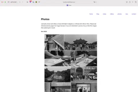 A screenshot showing the photo listing transformed from the list of headings to a masonry style grid showing the images.