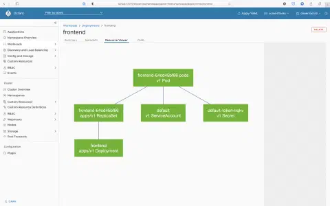 A screenshot showing a Kubernetes deployment in Octant.