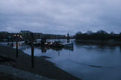 a view of the River Thames at low tide