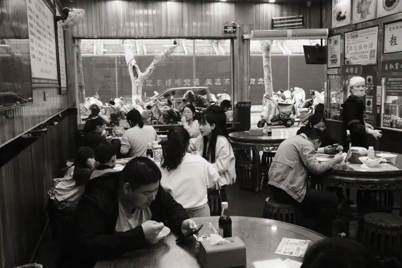 families enjoy a local breakfast spot